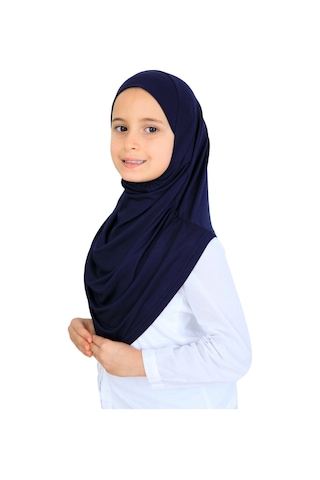 Modish Group Kız Çocuk Hazır Başörtüsü Pratik Penye Şal Tesettür Giyim Lacivert