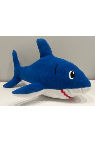 Mellito Toyzz 40 Cm Peluş Oyuncak Köpek Balığı Uyku Arkadaşı Yastık Sevimli Yumuşak Oyuncak Oyun Arkadaşı Beyaz - Mavi