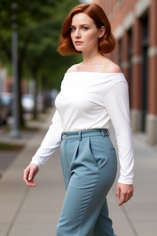 Ersefa Moda Büyük Beden Carmen Yaka Örme Fit Düz Desen Casual Günlük Reg Ekru