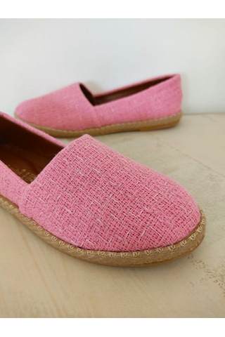 Keten Pembe Hasır Detaylı Kadın Espadril Pembe