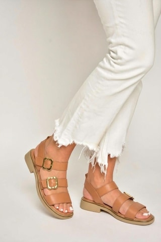 Fox Shoes Y291594203 Taba Hakiki Deri Sandalet