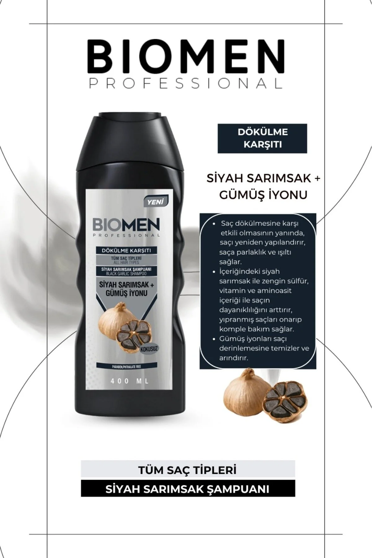 Professional Dökülme Karşıtı Siyah Sarımsak Şampuan 400 Ml Tüm Saçlar