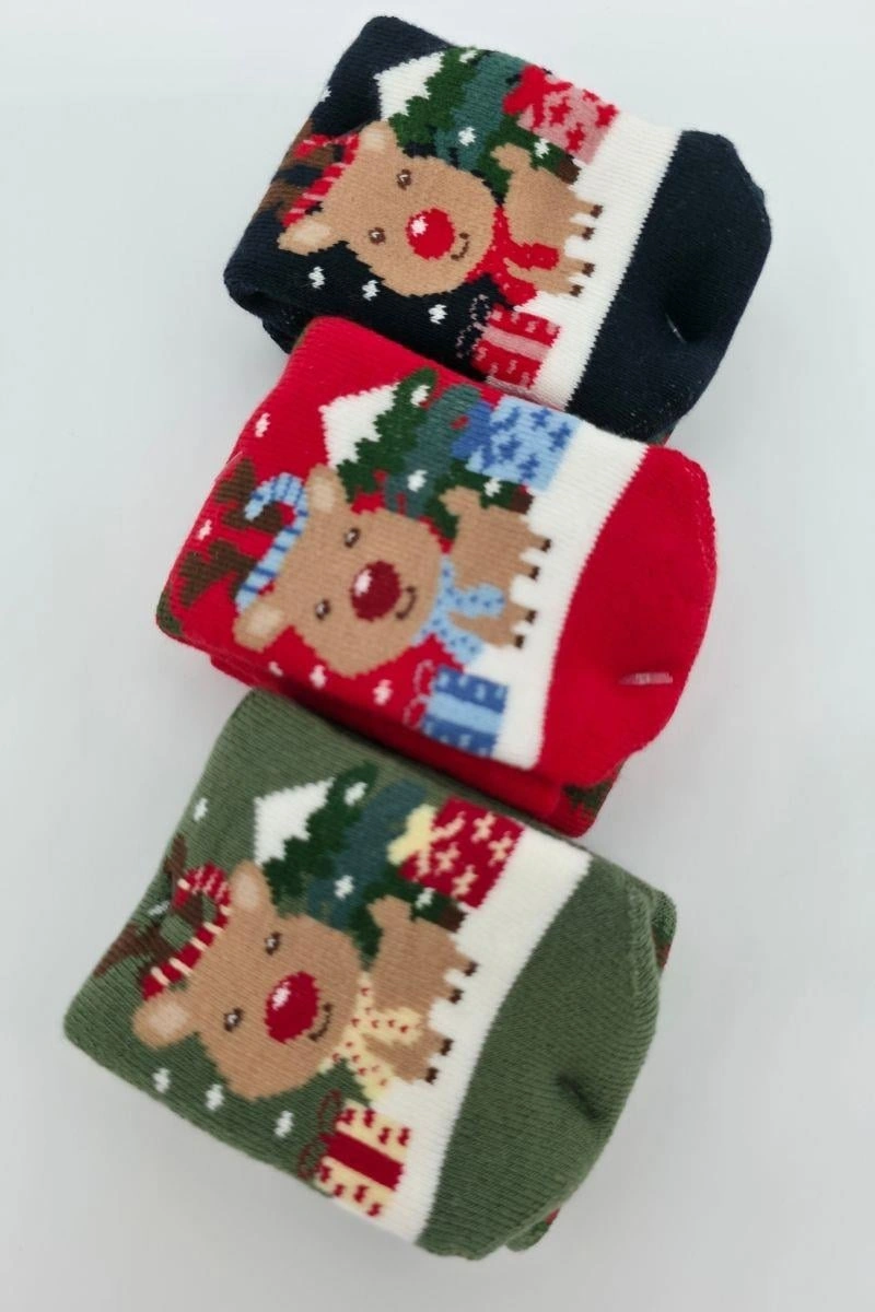 Katamino 3 Çift Unisex Kutulu Yılbaşı Hediyelik Yeni Yıl Temalı Çocuk Soket Havlu Çorap