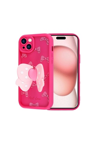 Apple Uyumlu iPhone 15 Kılıf Kamera Korumalı Figür Tasarımlı Zore Kapya Kapak Koyu Kahve