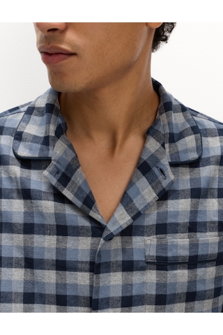 Marks & Spencer Ekose Pijama Takımı T07007631 Mavi Mix