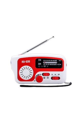 Rd-639 Taşınabilir Am Fm Radyo Açık Hava Acil Durum Güneş Enerjili Radyo El Kranklı Radyo Led El Feneri Sos Alarmı 1200mah Pil Usb Çıkışı