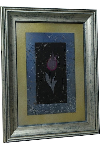 E38 El İşçiliği Pembe Desenli Lale Ebru Tablo 38 31 Cm-6461