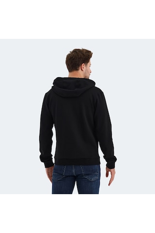 Slazenger VENDA Erkek Fermuarlı Kapüşonlu Cepli Siyah Sweatshirt