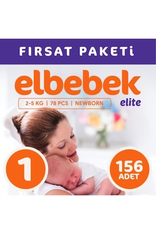 Elbebek Elite Yenidoğan Bebek Bezi 1 Numara Fırsat Paketi 156 Adet 2'li