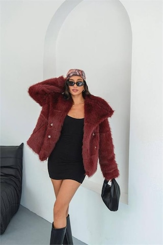 Neşeli Butik Kadın Bordo Astarlı Kürk Kaban Nbmylk32 Bordo