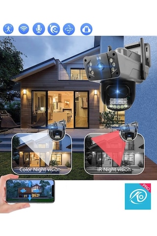 Pro Rtx Çift 3024 Lensli Hareketli Wi-fi Akıllı Ip Güvenlik Kamerası Fullhd 1080p Türkçe O-kam Uygulama