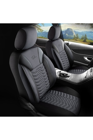 Panda Paris Serisi Pike Kumaş Oto Koltuk Kılıfı Tam Set Siyah - Gri