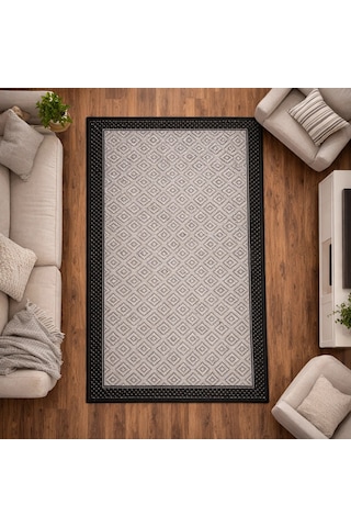 Mess Modern Dekoratif Yumuşak Dokulu Sisal Halı 3946 Antrasit Siyah Çok Renkli
