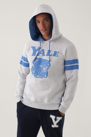 Yale Kar Melanj Kapüşonlu Ön Baskı Erkek Sweatshirt Kar Beyaz