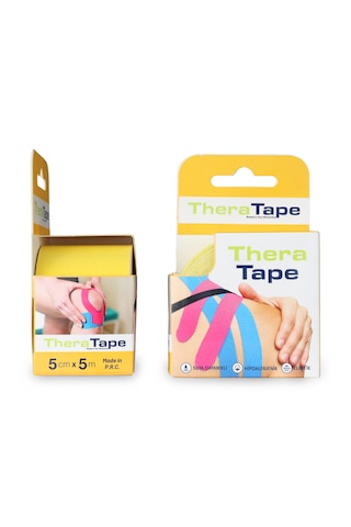 Thera Tape Kinesio Sporcu Ağrı Bandı Kinesiology Sarı 5 Cm X 5 M