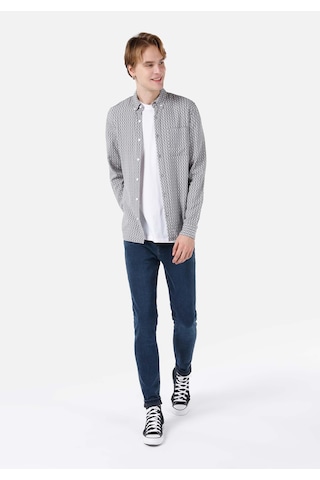 Colin's Colins Slim Fit Shirt Neck Baskılı Erkek Gri Uzun Kol Gömlek Cl1068168 Q1.v1 Gra Gri