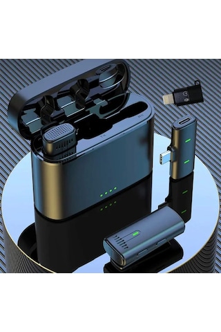 K10 Iphone Ve Type-c Uyumlu Kablosuz Yaka Mikrofonu Göstergeli