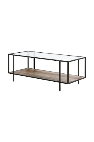 Adeline Siyah Metal Cam&ahşap Orta Sehpa