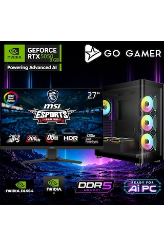 Go Gamer E762DP i9-14900KF 32 GB 1 TB SSD RTX5050 8 GB 27" Free Dos Oem Paket Masaüstü Oyuncu Bilgisayarı