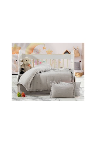 Organik Müslin Zarif Nakış İşlemeli Pembe Bebek Nevresim Takımı Yumuşacık Premium Seri - 4 Parça Pembe - 786770582 Pembe