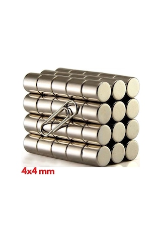20 Adet 4x4 Mm Yuvarlak Neodyum Mıknatıs N35 Güçlü Magnet Nikel Kaplama