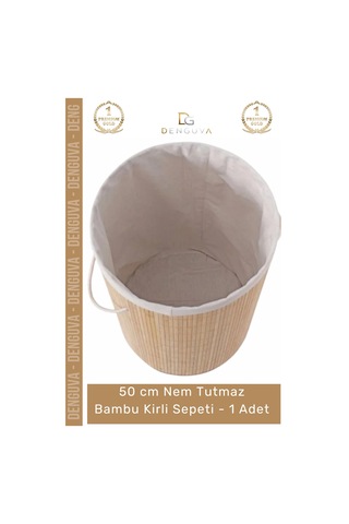 Kirlisepeti Decohandy Yuvarlak Doğal Hijyenik Çamaşır Kutusu Banyo Şık Tasarım Bambu Kirli Sepeti - Çok Renkli
