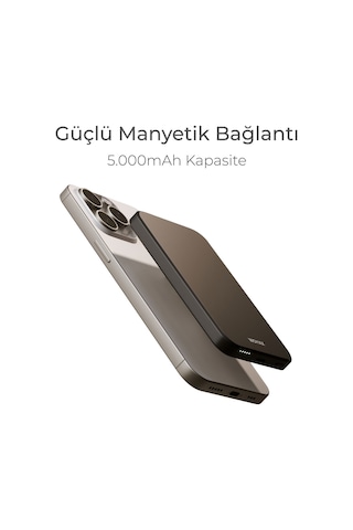 Woyax By Deji 5000 mAh 20 W Hızlı Taşınabilir Magsafe Powerbank Siyah