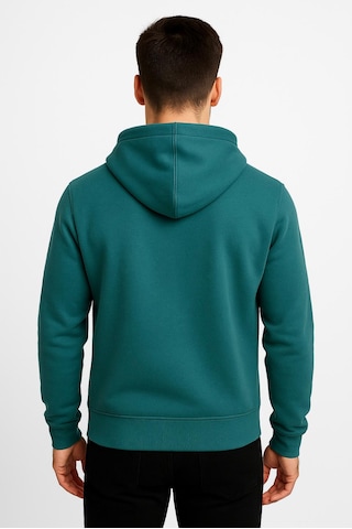 Axxel Erkek Yeşil Fermuarlı Kapüşonlu Sweatshirt 3 İplik Şardonlu-w590 Zümrüt Yeşili