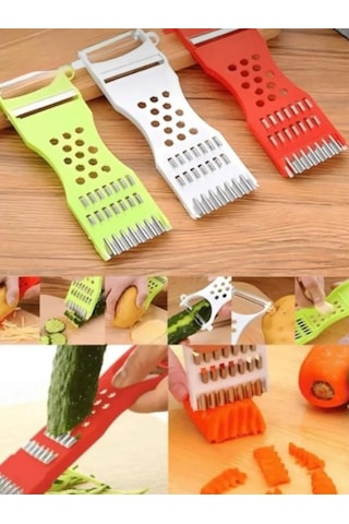 4 Lü Set Çok Amaçlı Sebze Rende & Spiral Doğrayıcı Julienne Soyacak Aparat Çok Renkli