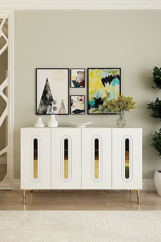 Ka1206bg Rany120 Konsol, Kahve Köşesi Ve Tv Sehpası Beyaz-gold 120cm Beyaz-gold