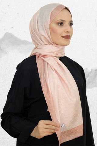 Premium Lux Original Monogram Şal İpek Vual, Yüksek Kalite, Hafif, Rahat, Şık, Tesettür, Shawl Somon