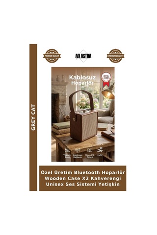 Özel Üretim Bluetooth Hoparlör Wooden Case X2 Kahverengi Unisex Ses Sistemi Yetişkin