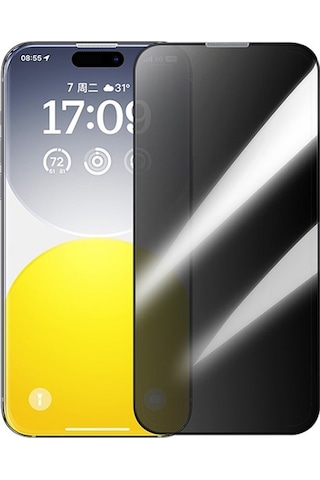 Baseus Apple iPhone 15 Pro Max Uyumlu Privacy Hayalet Full Cam Ekran Koruyucu