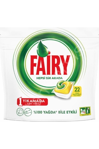 Fairy Hepsi Bir Arada Limon Kokulu 22 Yıkama Bulaşık Makinesi Deterjanı Tableti - Kapsülü