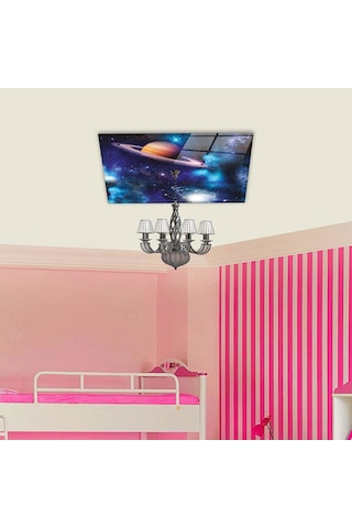 Cam Avize Göbeği | Galaksi Desen | Renkli | 50cm x 50cm