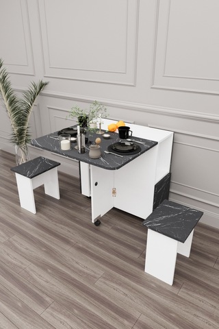 Bozova Oval Katlanabilir 4 Taburali Mutfak Yemek Masası