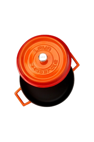 Lava Döküm Yuvarlak Tencere, Trendy, 24Cm, Turuncu