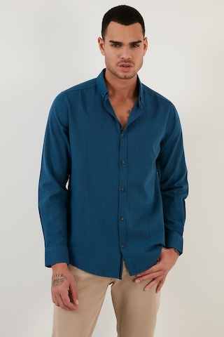 Buratti Pamuklu Regular Fit Düğmeli Yaka Erkek Gömlek Cf20S111871 Indigo