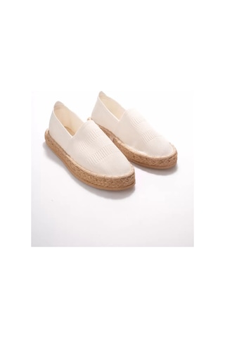 Roof Atelier Kadın Beyaz Triko Jüt Sargı Espadril Ayakkabı - Rosly