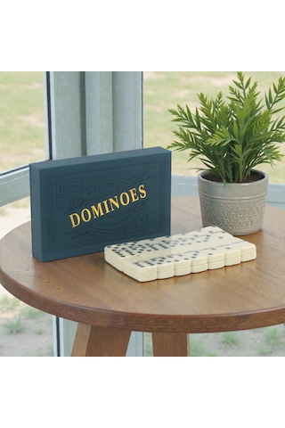 Lüks Deri Kutulu Premium Domino Seti 28 Parça Spinner Lı Çift 6 Taş 2-4 Oyuncu Yeni Yıl Hediyesi C
