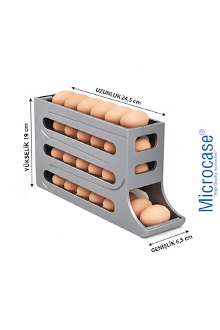 Microcase Abs Plastik Dolapiçi Yuvarlanır Tip Yumurta Organizer Ve Standı Al54529 Gri