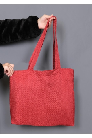 Hasır Dokulu Körüklü Kadın Kol Ve Omuz Çantası  Kırmızı-1415