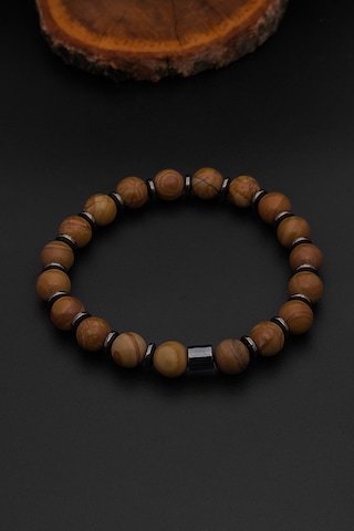 Kaplangözü Bileklik Kadın Erkek Doğal Taş Kaplangözü Bileklik 8 Mm Bt033 Kahverengi - Siyah