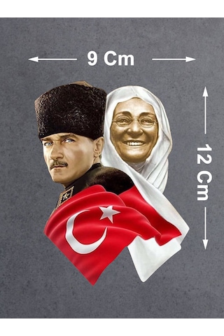 Atatürk Ve Zübeyde Hanım Sticker - Araba Oto Motosiklet Karavan Sticker - 00624 12x9 Cm