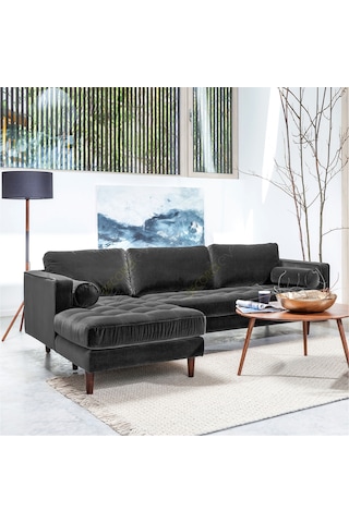 Ürgüp Modern Köşe Koltuk Takımı - Antrasit - Sol Köşe-baby Face Yumuşak Kumaş Antrasit