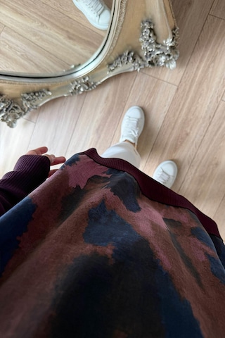 Kahijab Yan Fermuarlı Desenli Boğazlı Merserize Tunik - Mürdüm