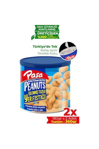 Paşa Kuruyemiş Kavrulmuş Yer Fıstığı Teneke Kutu Tuzlu 2 x 180 G