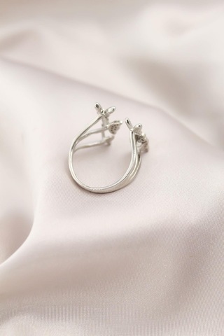 Gümüş Renk Metal Kelebek Model Kadın Yüzük Gümüş