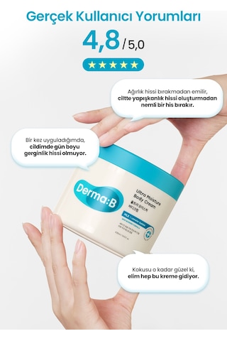 Aşırı Kuru Ciltlere Uzun Süre Yoğun Nem Sağlayan Vücut Kremi Derma:b Ultra Moisture Body Cream