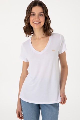 U.S. Polo Assn. Kadın Beyaz V Yaka Basic Tişört 50300829-VR013